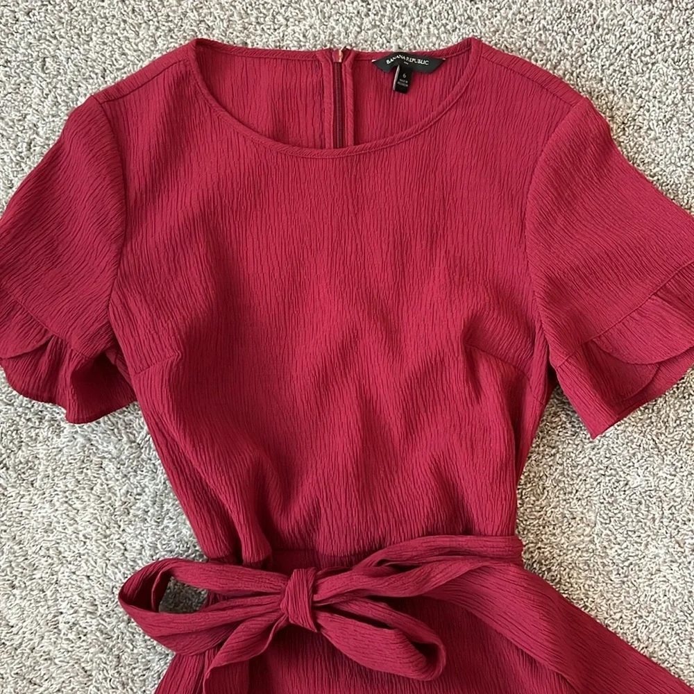 Banana Republic Red Ruffle Dress - Picture 2 of 16